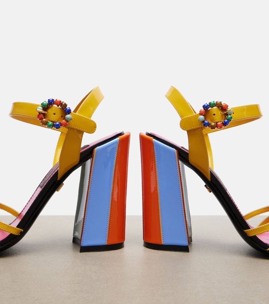 Multicoloured Dolce&Gabbana Keira embellished leather sandals - High-Heel Sandals