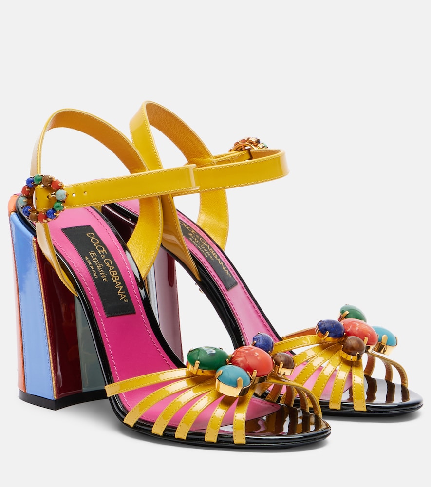 Multicoloured Dolce&Gabbana Keira embellished leather sandals - High-Heel Sandals