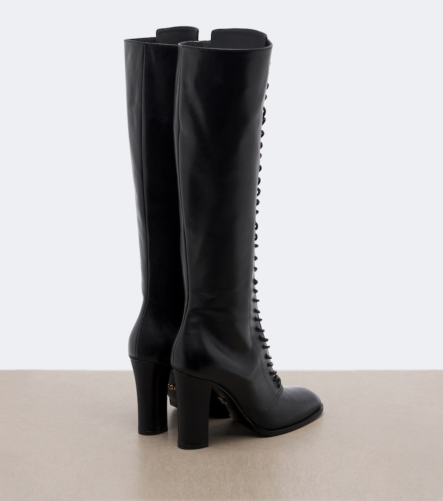 Dolce&Gabbana Leather knee-high boots in Black - Knee-high Boots