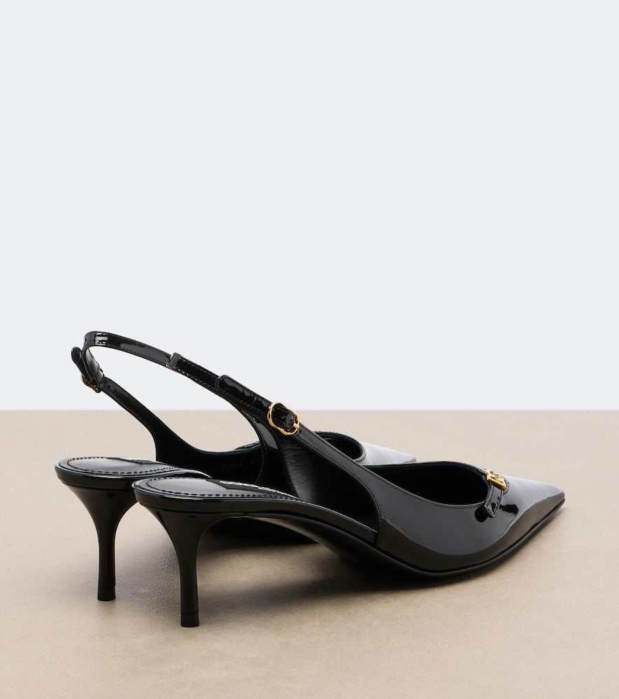 Dolce&Gabbana Patent leather slingback pumps (Black) - Mid Heel Pumps