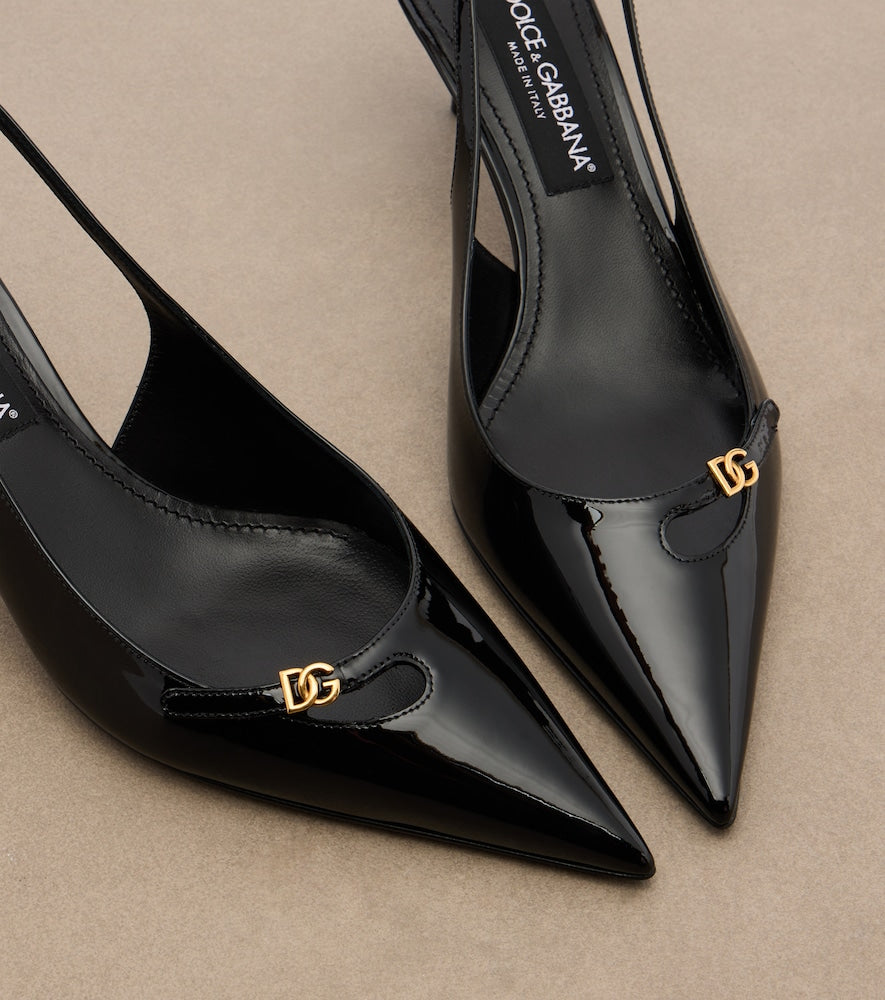Dolce&Gabbana Patent leather slingback pumps (Black) - Mid Heel Pumps