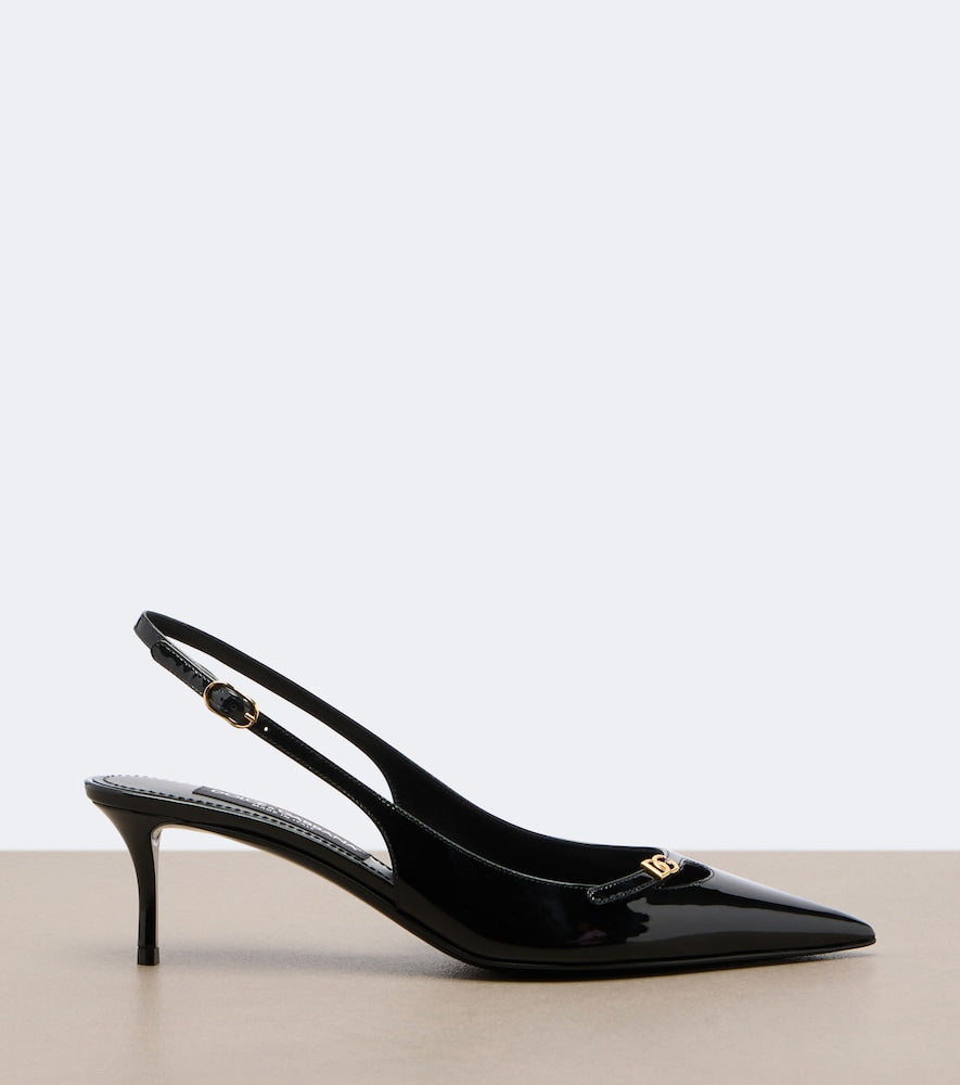 Dolce&Gabbana Patent leather slingback pumps (Black) - Mid Heel Pumps