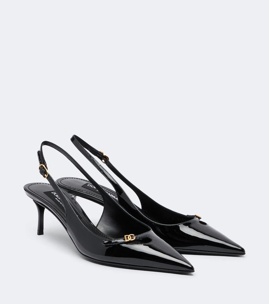 Dolce&Gabbana Patent leather slingback pumps (Black) - Mid Heel Pumps