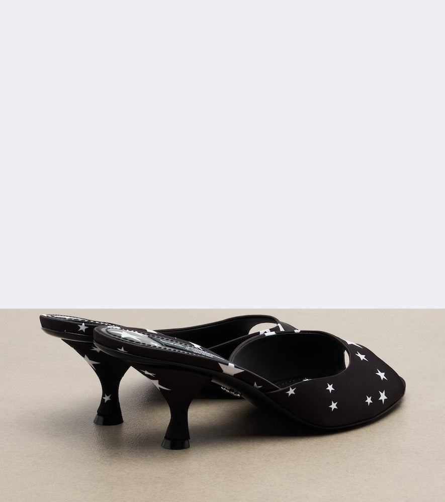 Dolce&Gabbana Printed satin mules - Black High-Heel Sandals