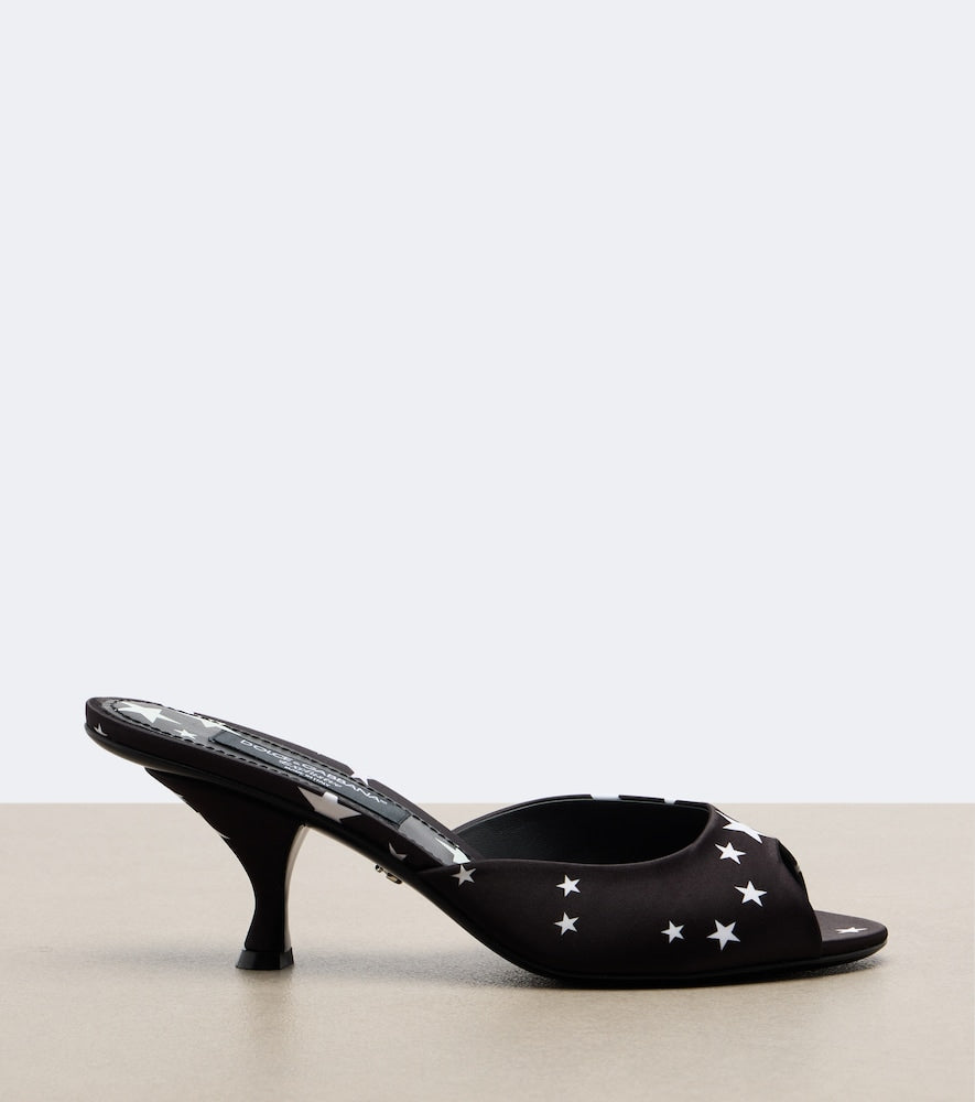 Dolce&Gabbana Printed satin mules - Black High-Heel Sandals
