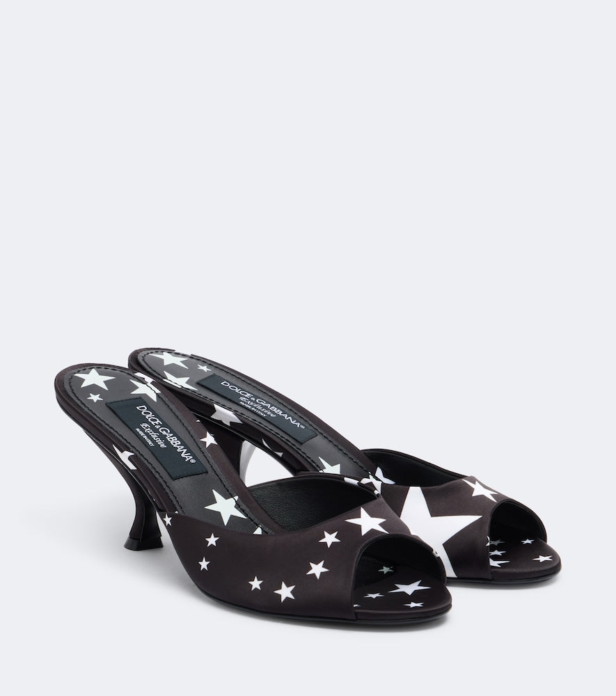 Dolce&Gabbana Printed satin mules - Black High-Heel Sandals