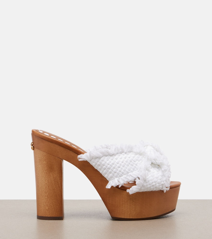 Dolce&Gabbana Raffia platform mules (White) - High Heels