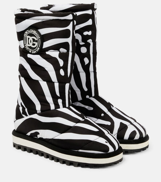 Dolce&Gabbana Zebra-print padded nylon snow boots