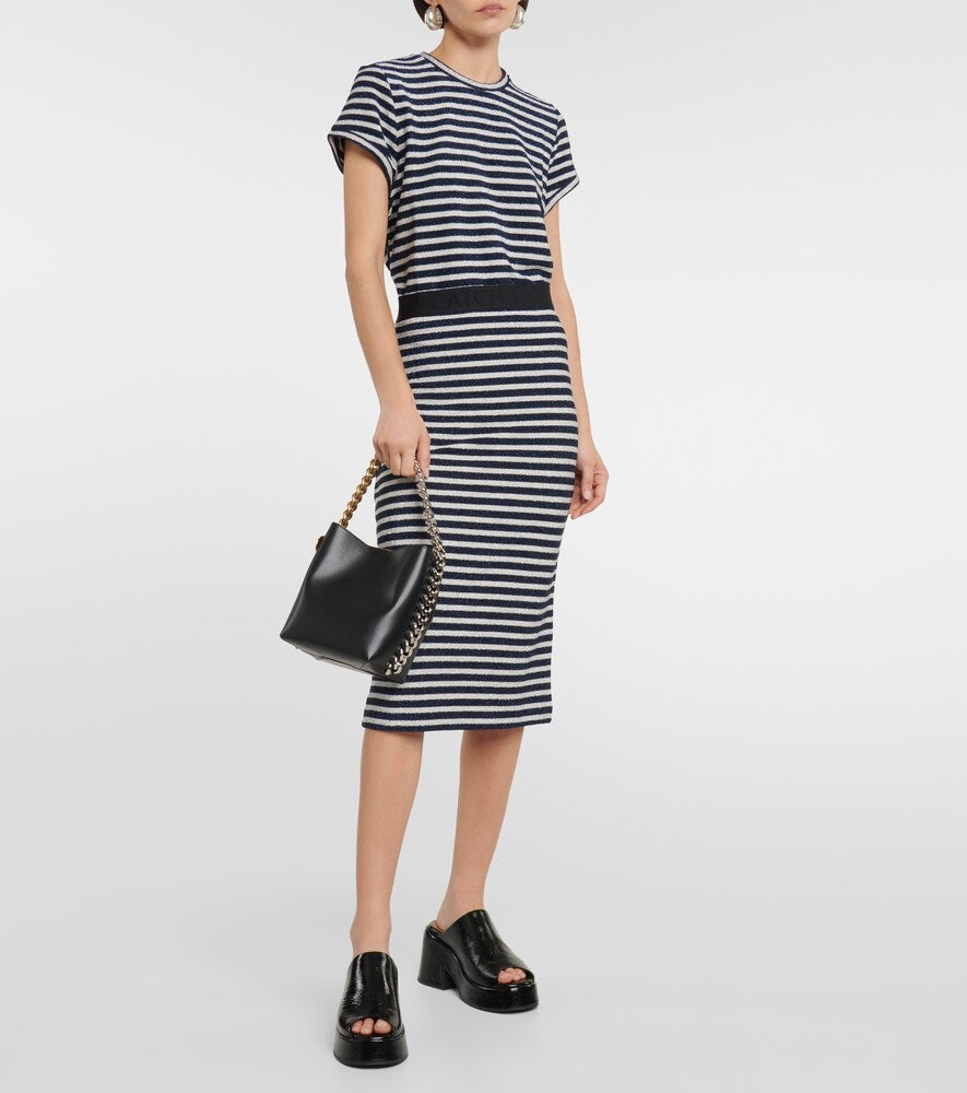 Dorothee Schumacher Endless Shimmer striped jersey midi skirt