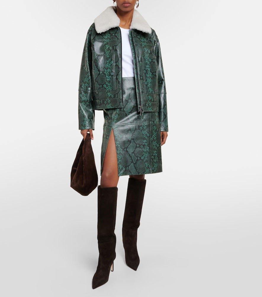 Dorothee Schumacher Urban Jungle snake-print leather midi skirt