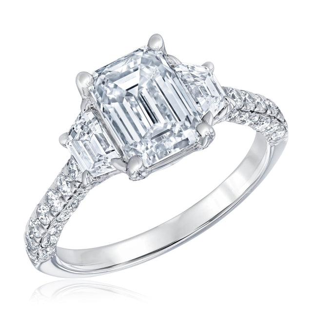 Downton Abbey 3 1/2ctw Emerald Lab Grown Diamond White Gold Engagement Ring - Lady Mary