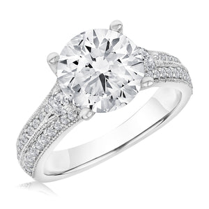 Downton Abbey 3 1/2ctw Round Lab Grown Diamond White Gold Engagement Ring - Lady Edith - Size 5