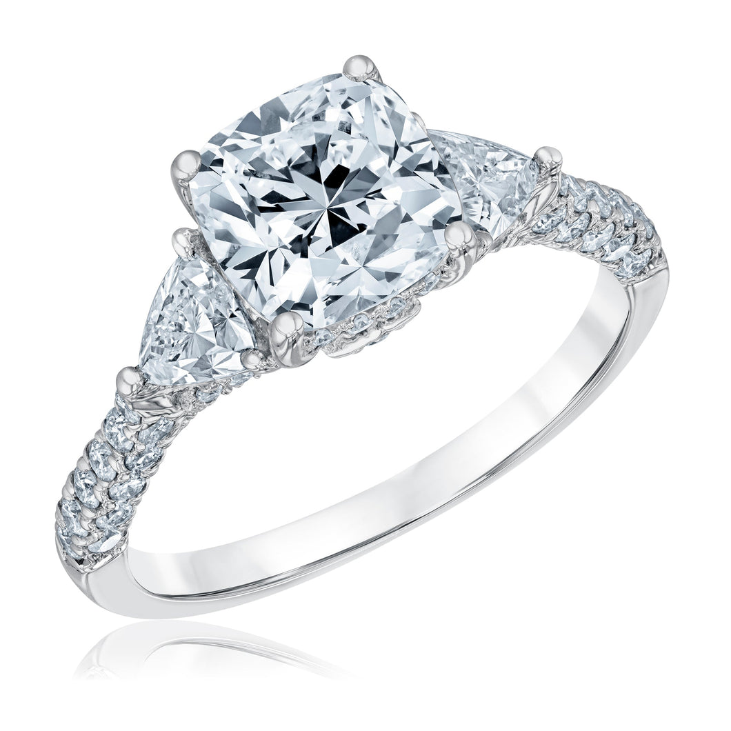 Downton Abbey 3ctw Cushion Lab Grown Diamond White Gold Engagement Ring - Lady Edith