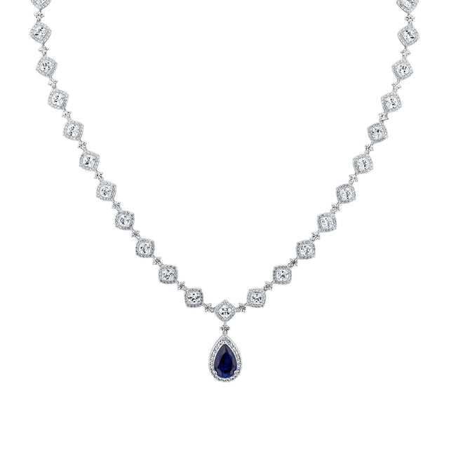 Downton Abbey | Lady Mary - Created Blue Sapphire and Created White Sapphire Statement Necklace