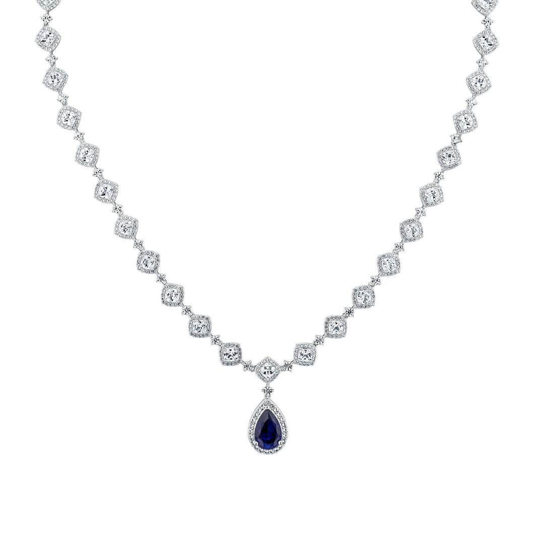 Downton Abbey | Lady Mary - Created Blue Sapphire and Created White Sapphire Statement Necklace