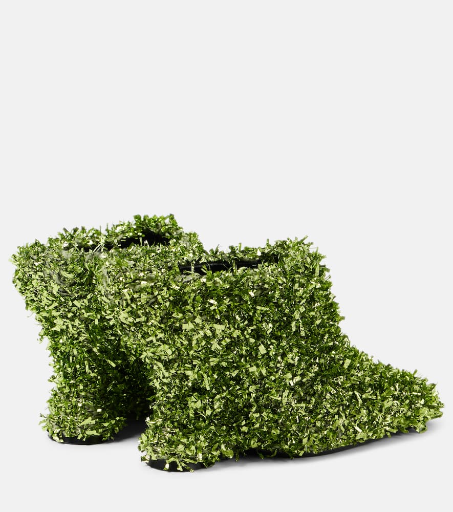 Dries Van Noten 105 glitter metallic wedge mules