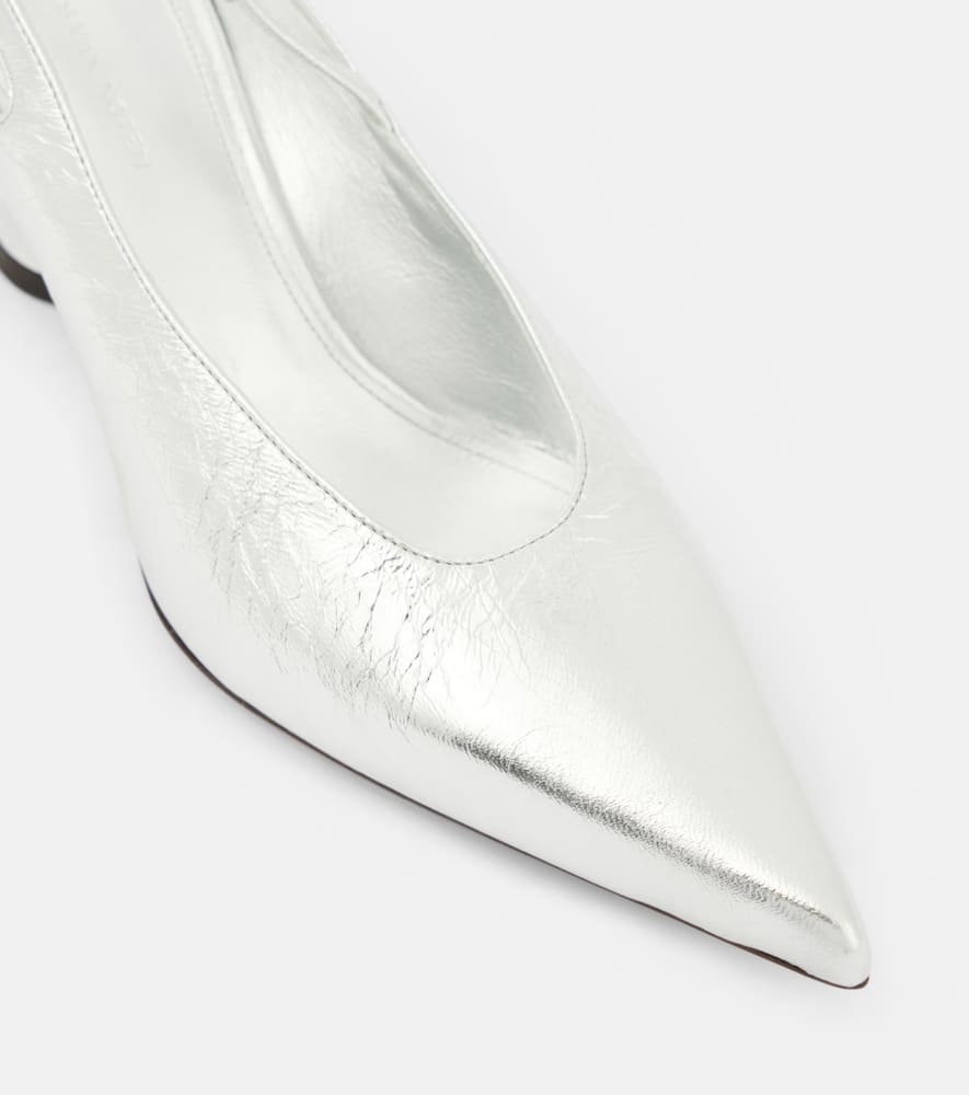 Dries Van Noten 65 metallic leather slingback pumps