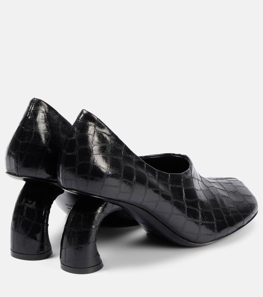 Dries Van Noten 75 croc-effect metallic leather pumps