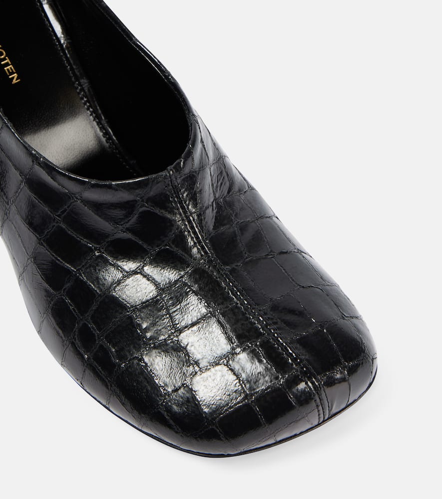 Dries Van Noten 75 croc-effect metallic leather pumps