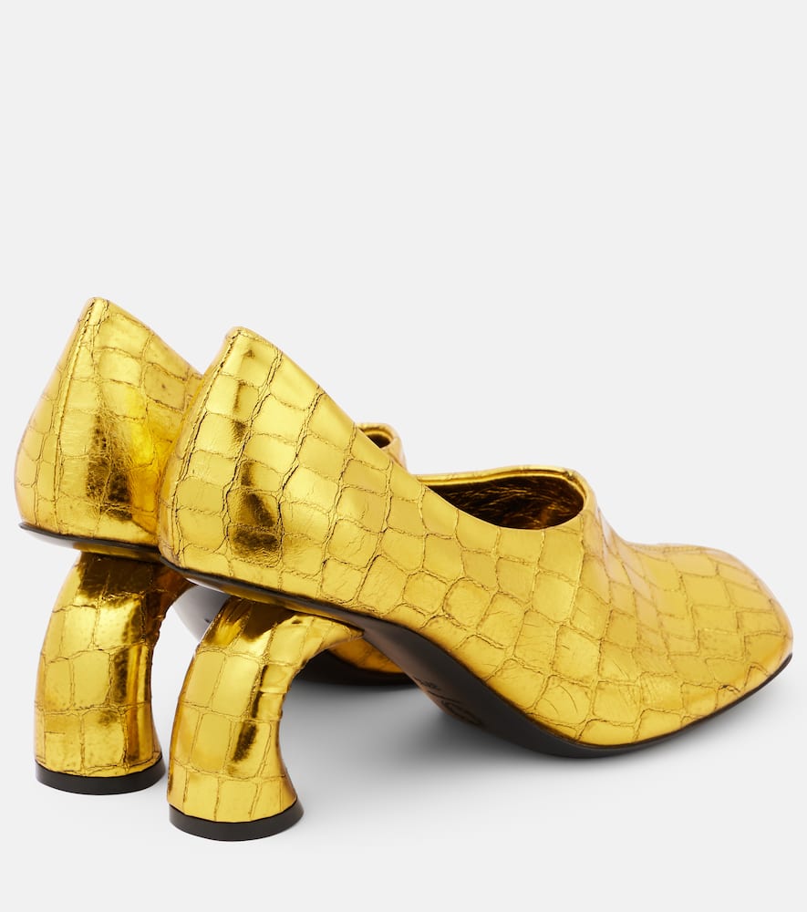 Dries Van Noten 75 metallic leather pumps