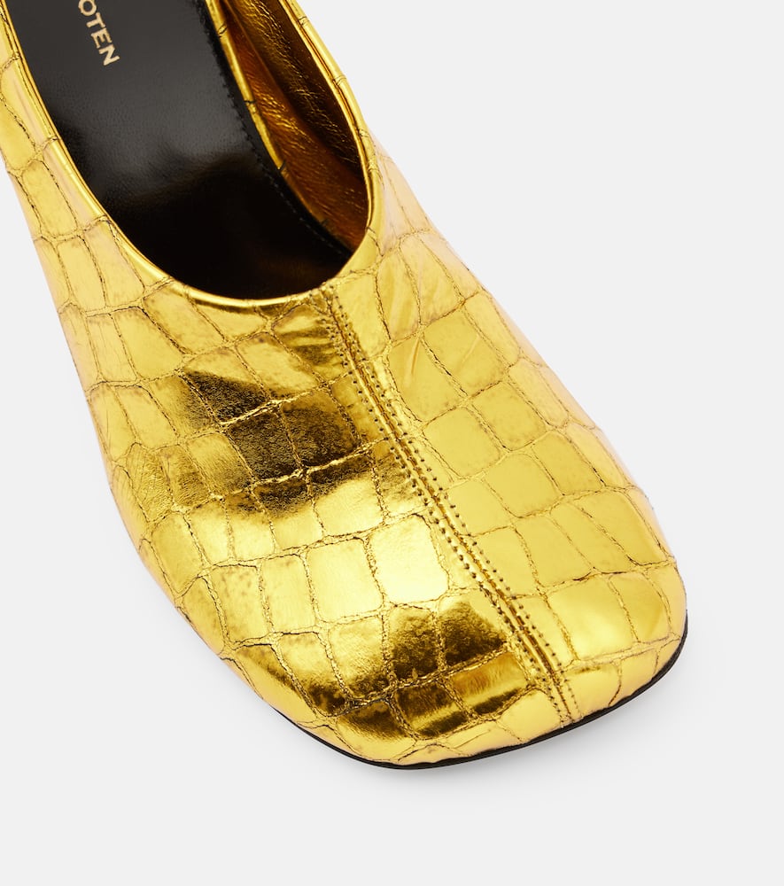 Dries Van Noten 75 metallic leather pumps