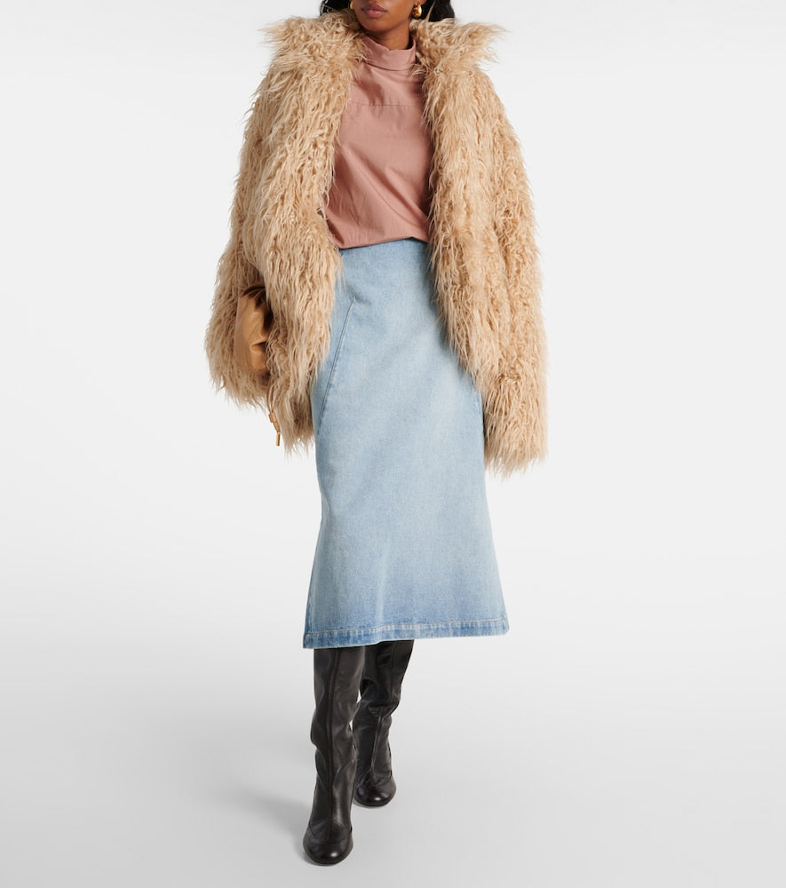 Dries Van Noten Denim midi skirt
