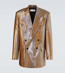 Dries Van Noten Double-breasted metallic blazer