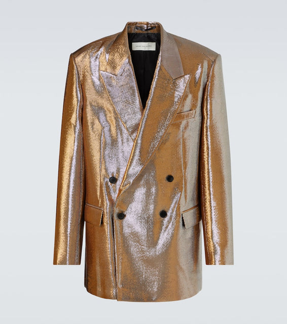 Dries Van Noten Double-breasted metallic blazer