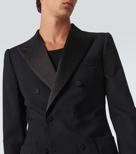 Dries Van Noten Double-breasted wool-blend tuxedo jacket