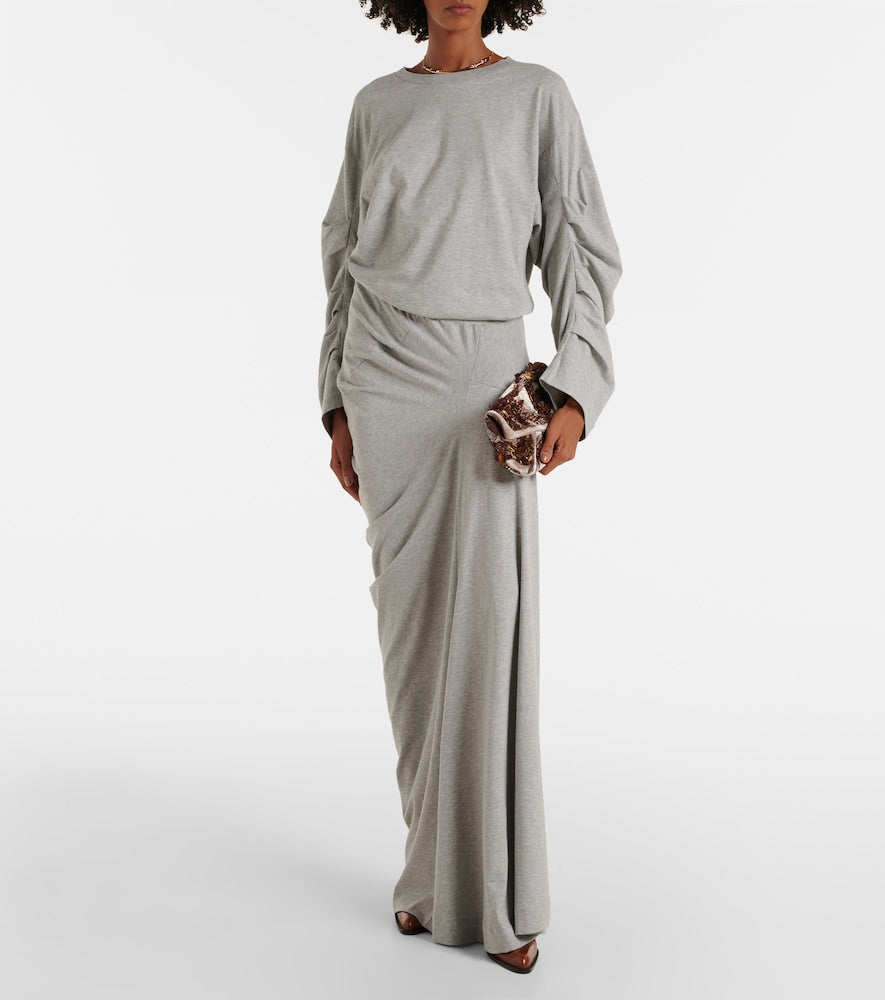 Dries Van Noten Draped cotton jersey maxi skirt