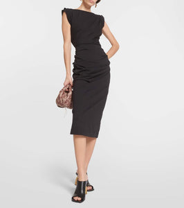 Dries Van Noten Draped cotton jersey midi dress