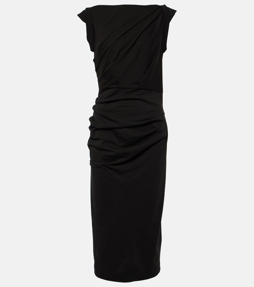 Dries Van Noten Draped cotton jersey midi dress. Dries Van Noten 垂褶棉质针织中长连衣裙