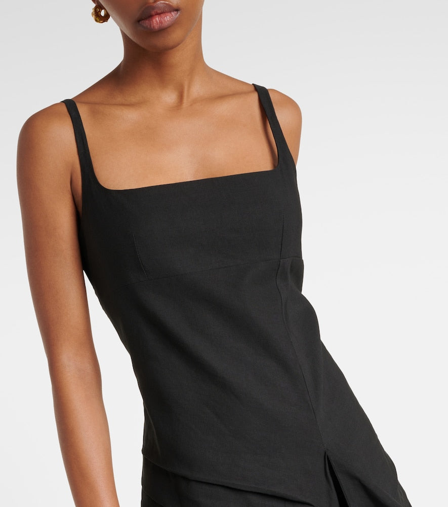 Dries Van Noten Draped pleated linen and cotton midi dress
