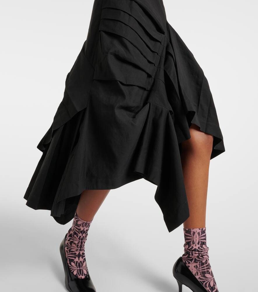 Dries Van Noten Draped pleated linen and cotton midi dress