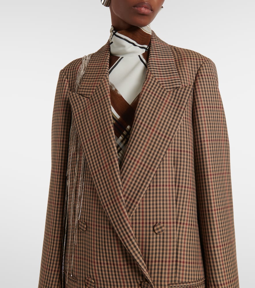 Dries Van Noten Embellished checked wool blazer
