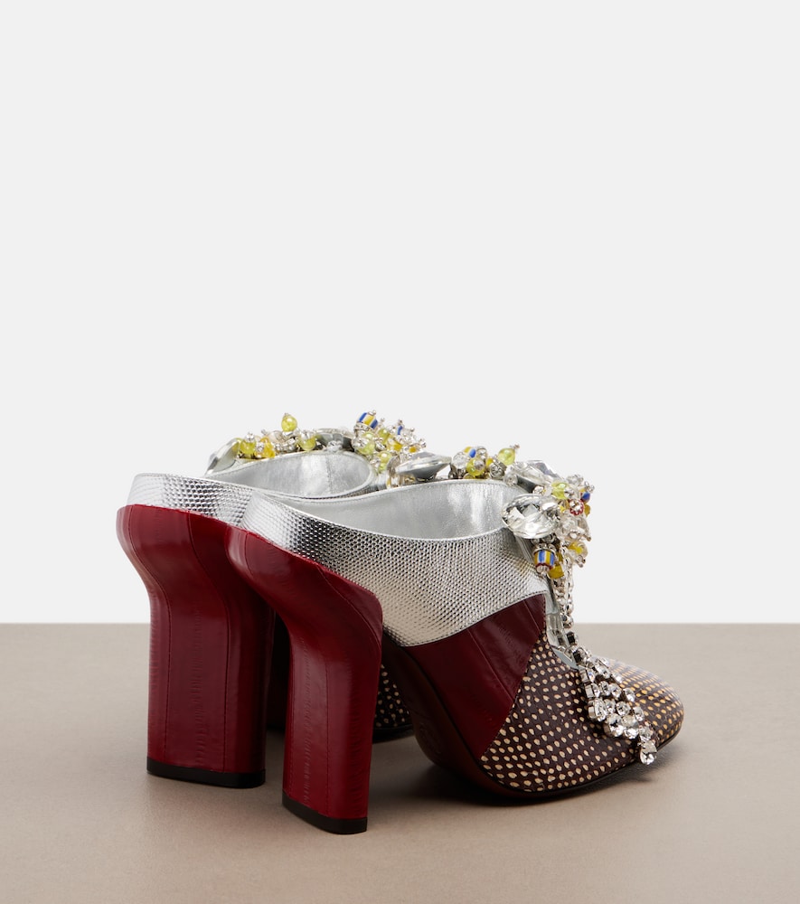 Dries Van Noten Embellished patchwork leather mules