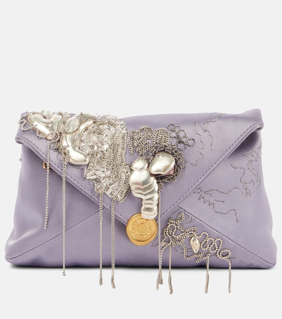 Dries Van Noten Embellished satin clutch. Shop Dries Van Noten Clutches for women now.