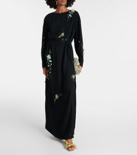 Dries Van Noten Embroidered crêpe satin gown