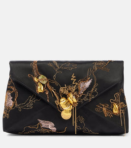 Dries Van Noten Embroidered satin shoulder bag. Shop Dries Van Noten Clutches for women now.