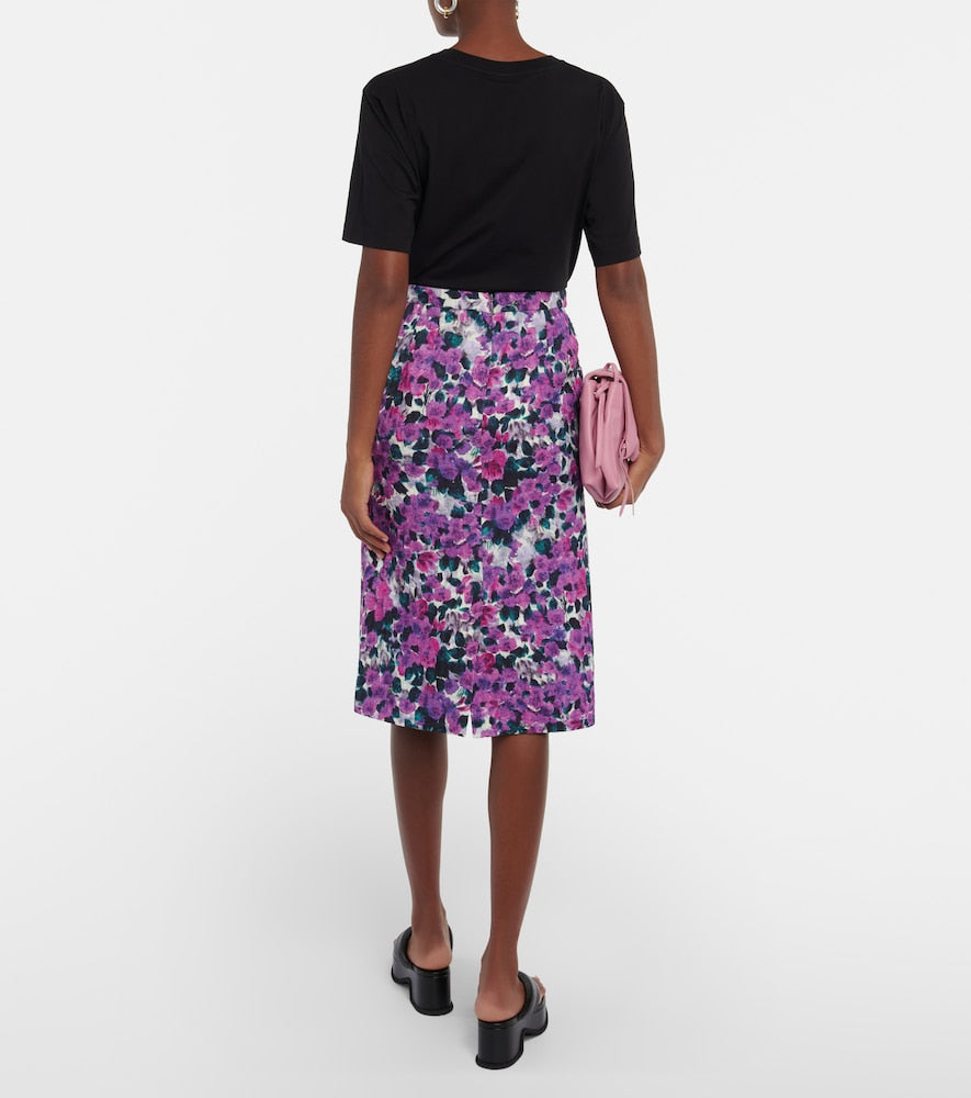 Dries Van Noten Floral croc-effect midi skirt
