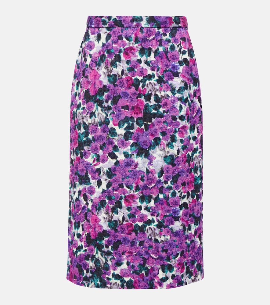 Dries Van Noten Floral croc-effect midi skirt - Dries Van Noten 花卉仿鳄鱼纹中长半身裙