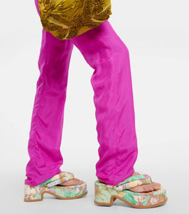 Dries Van Noten Floral-printed platform thong sandals