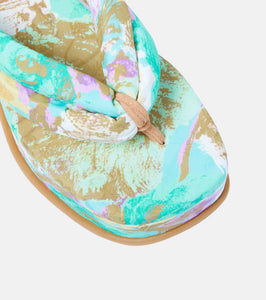 Dries Van Noten Floral-printed platform thong sandals