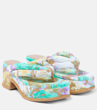 Dries Van Noten Floral-printed platform thong sandals