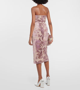 Dries Van Noten Floral strapless velvet midi dress