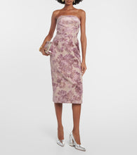 Dries Van Noten Floral strapless velvet midi dress