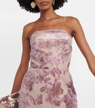Dries Van Noten Floral strapless velvet midi dress