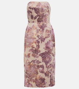 Dries Van Noten Floral strapless velvet midi dress