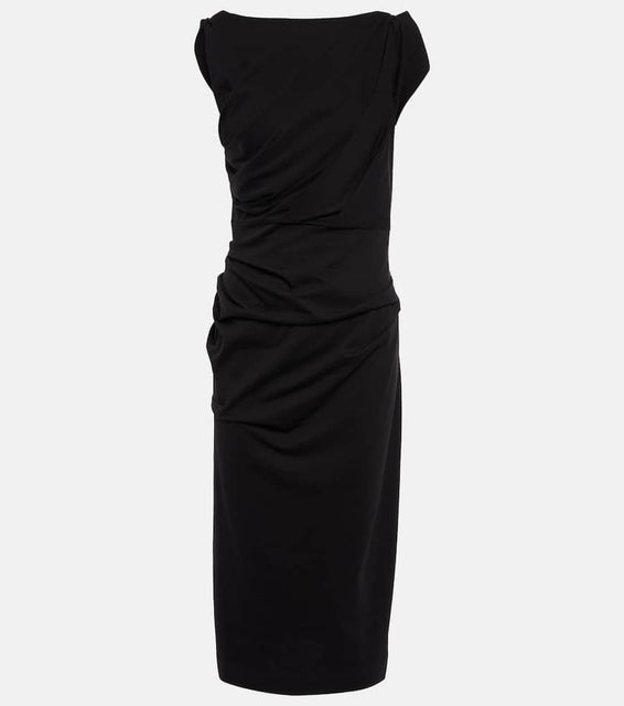 Dries Van Noten Gathered cotton jersey midi dress