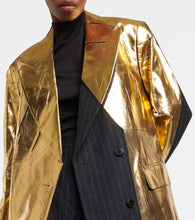 Dries Van Noten Gold-foiled pinstripe blazer